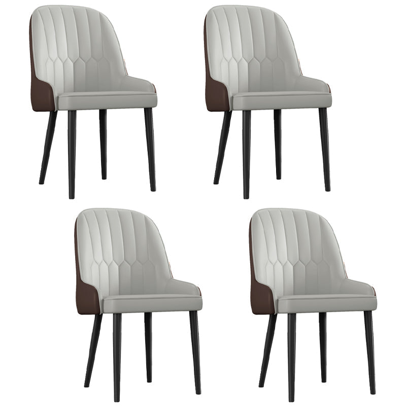 Glam Metal Dining Room Chairs Upholstered Side PU Leather Armchairs for Restaurant Grey 4 Piece Set Black Clearhalo ' kitchen&dining_furn' 'Dining Chairs' 'Dining Tables & Seating' 'dining_chair' 'furn' 'furn_dining_chair' 'Furniture' 'furniture_dining_chair' 'Kitchen & Dining Furniture' 'kitchen' 3968802