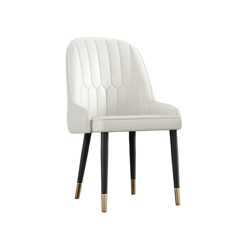 Glam Metal Dining Room Chairs Upholstered Side PU Leather Armchairs for Restaurant White 1 Piece Brass Gold Clearhalo ' kitchen&dining_furn' 'Dining Chairs' 'Dining Tables & Seating' 'dining_chair' 'furn' 'furn_dining_chair' 'Furniture' 'furniture_dining_chair' 'Kitchen & Dining Furniture' 'kitchen' 3968803