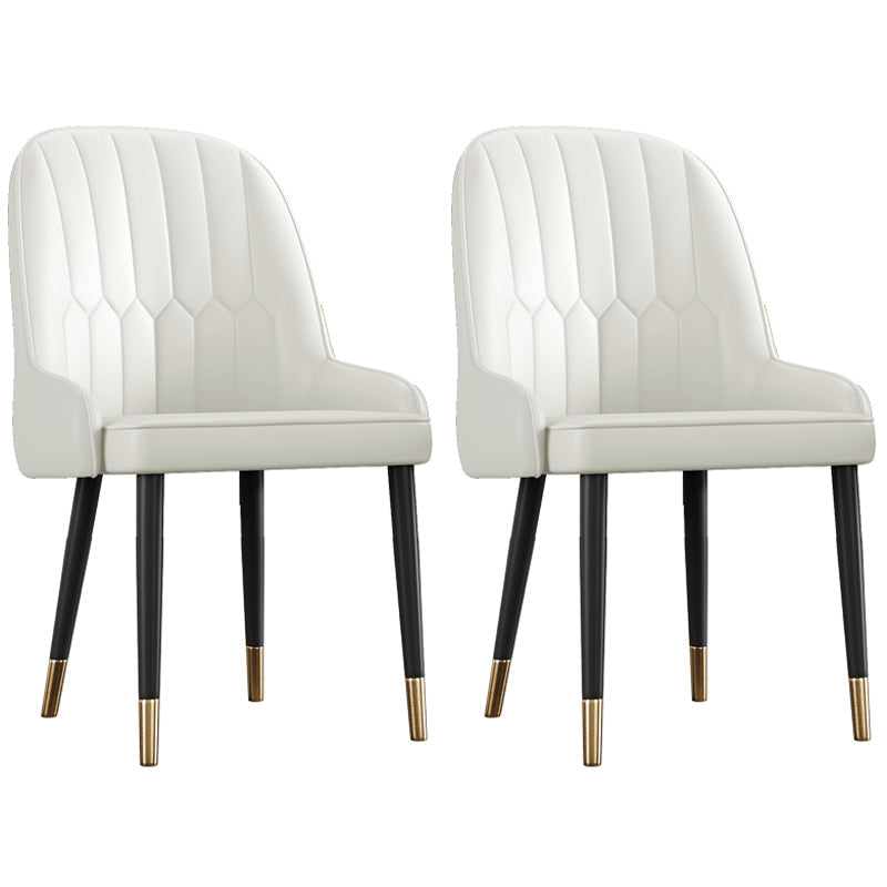 Glam Metal Dining Room Chairs Upholstered Side PU Leather Armchairs for Restaurant White 2 Piece Set Brass Gold Clearhalo ' kitchen&dining_furn' 'Dining Chairs' 'Dining Tables & Seating' 'dining_chair' 'furn' 'furn_dining_chair' 'Furniture' 'furniture_dining_chair' 'Kitchen & Dining Furniture' 'kitchen' 3968804