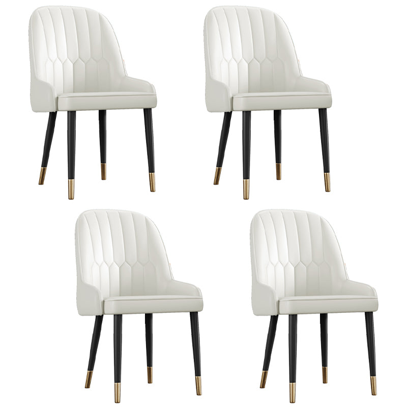 Glam Metal Dining Room Chairs Upholstered Side PU Leather Armchairs for Restaurant White 4 Piece Set Brass Gold Clearhalo ' kitchen&dining_furn' 'Dining Chairs' 'Dining Tables & Seating' 'dining_chair' 'furn' 'furn_dining_chair' 'Furniture' 'furniture_dining_chair' 'Kitchen & Dining Furniture' 'kitchen' 3968805