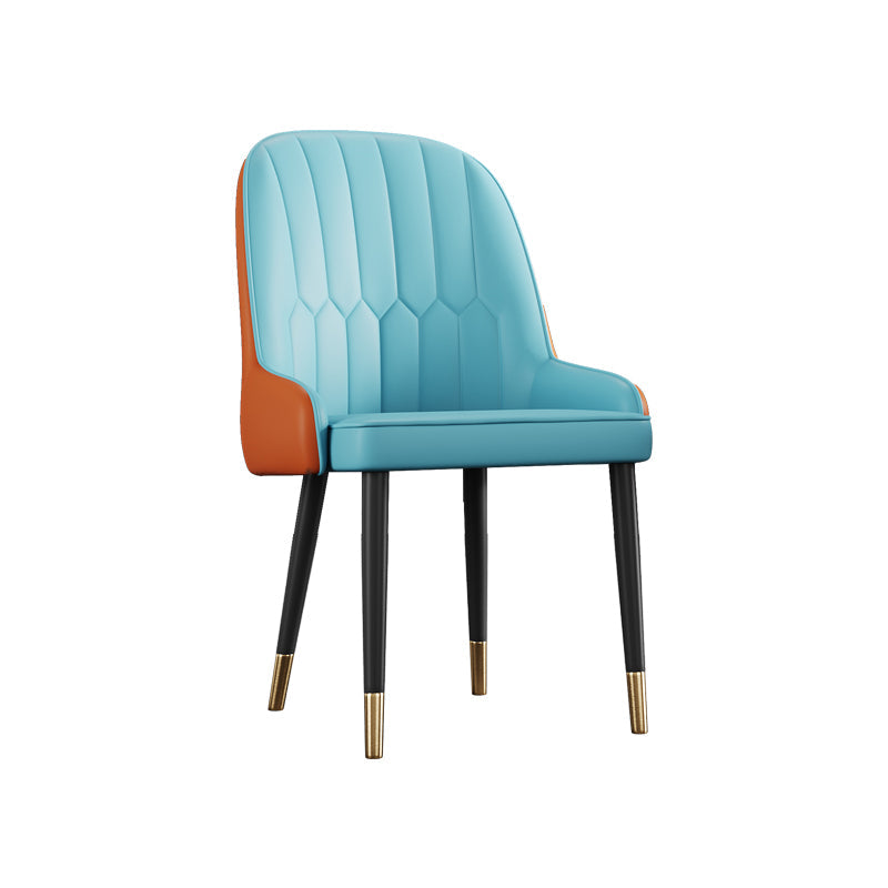 Glam Metal Dining Room Chairs Upholstered Side PU Leather Armchairs for Restaurant Blue 1 Piece Brass Gold Clearhalo ' kitchen&dining_furn' 'Dining Chairs' 'Dining Tables & Seating' 'dining_chair' 'furn' 'furn_dining_chair' 'Furniture' 'furniture_dining_chair' 'Kitchen & Dining Furniture' 'kitchen' 3968806