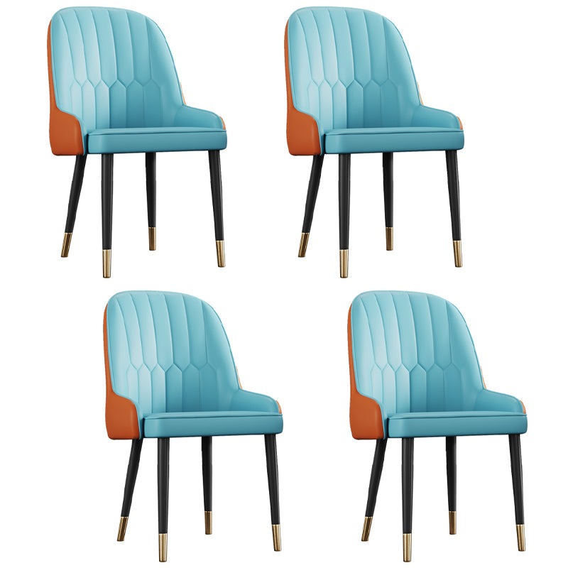 Glam Metal Dining Room Chairs Upholstered Side PU Leather Armchairs for Restaurant Blue 4 Piece Set Brass Gold Clearhalo ' kitchen&dining_furn' 'Dining Chairs' 'Dining Tables & Seating' 'dining_chair' 'furn' 'furn_dining_chair' 'Furniture' 'furniture_dining_chair' 'Kitchen & Dining Furniture' 'kitchen' 3968808