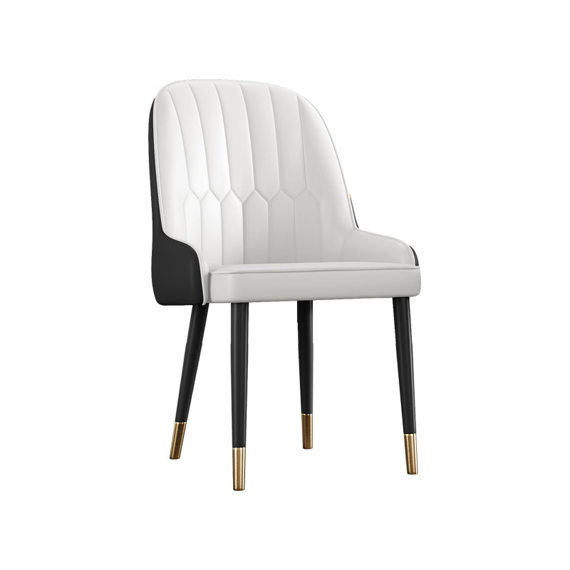 Glam Metal Dining Room Chairs Upholstered Side PU Leather Armchairs for Restaurant White-Black 1 Piece Brass Gold Clearhalo ' kitchen&dining_furn' 'Dining Chairs' 'Dining Tables & Seating' 'dining_chair' 'furn' 'furn_dining_chair' 'Furniture' 'furniture_dining_chair' 'Kitchen & Dining Furniture' 'kitchen' 3968812