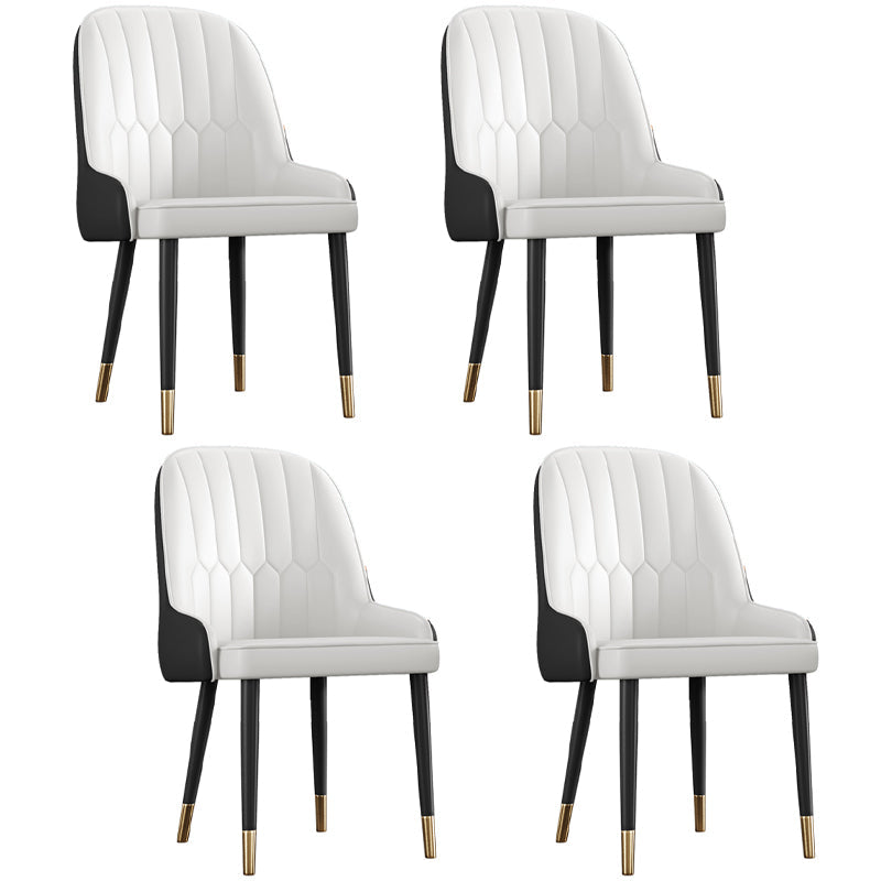 Glam Metal Dining Room Chairs Upholstered Side PU Leather Armchairs for Restaurant White-Black 4 Piece Set Brass Gold Clearhalo ' kitchen&dining_furn' 'Dining Chairs' 'Dining Tables & Seating' 'dining_chair' 'furn' 'furn_dining_chair' 'Furniture' 'furniture_dining_chair' 'Kitchen & Dining Furniture' 'kitchen' 3968814