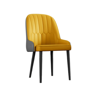 Glam Metal Dining Room Chairs Upholstered Side PU Leather Armchairs for Restaurant Yellow 1 Piece Black Clearhalo ' kitchen&dining_furn' 'Dining Chairs' 'Dining Tables & Seating' 'dining_chair' 'furn' 'furn_dining_chair' 'Furniture' 'furniture_dining_chair' 'Kitchen & Dining Furniture' 'kitchen' 3968815