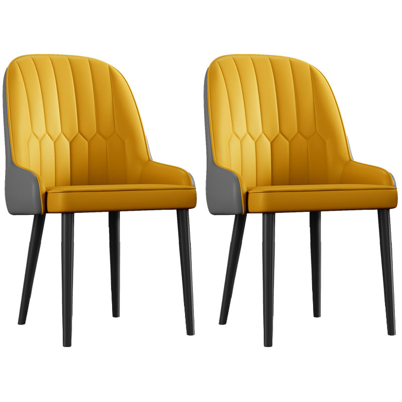 Glam Metal Dining Room Chairs Upholstered Side PU Leather Armchairs for Restaurant Yellow 2 Piece Set Black Clearhalo ' kitchen&dining_furn' 'Dining Chairs' 'Dining Tables & Seating' 'dining_chair' 'furn' 'furn_dining_chair' 'Furniture' 'furniture_dining_chair' 'Kitchen & Dining Furniture' 'kitchen' 3968816
