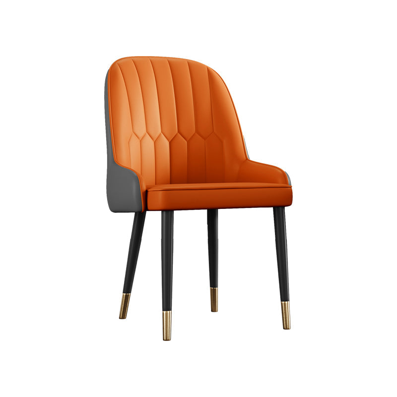 Glam Metal Dining Room Chairs Upholstered Side PU Leather Armchairs for Restaurant Orange 1 Piece Brass Gold Clearhalo ' kitchen&dining_furn' 'Dining Chairs' 'Dining Tables & Seating' 'dining_chair' 'furn' 'furn_dining_chair' 'Furniture' 'furniture_dining_chair' 'Kitchen & Dining Furniture' 'kitchen' 3968818