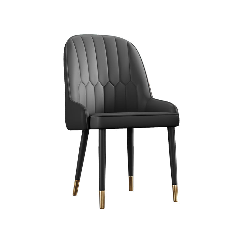 Glam Metal Dining Room Chairs Upholstered Side PU Leather Armchairs for Restaurant Black 1 Piece Brass Gold Clearhalo ' kitchen&dining_furn' 'Dining Chairs' 'Dining Tables & Seating' 'dining_chair' 'furn' 'furn_dining_chair' 'Furniture' 'furniture_dining_chair' 'Kitchen & Dining Furniture' 'kitchen' 3968821