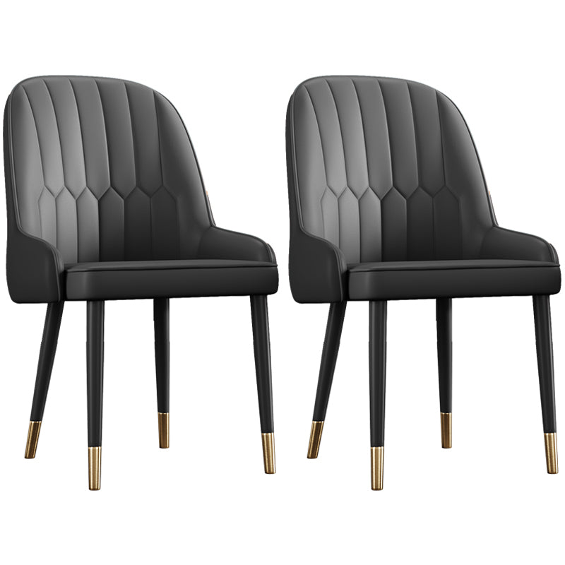 Glam Metal Dining Room Chairs Upholstered Side PU Leather Armchairs for Restaurant Black 2 Piece Set Brass Gold Clearhalo ' kitchen&dining_furn' 'Dining Chairs' 'Dining Tables & Seating' 'dining_chair' 'furn' 'furn_dining_chair' 'Furniture' 'furniture_dining_chair' 'Kitchen & Dining Furniture' 'kitchen' 3968822