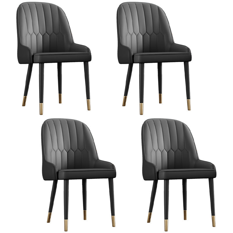 Glam Metal Dining Room Chairs Upholstered Side PU Leather Armchairs for Restaurant Black 4 Piece Set Brass Gold Clearhalo ' kitchen&dining_furn' 'Dining Chairs' 'Dining Tables & Seating' 'dining_chair' 'furn' 'furn_dining_chair' 'Furniture' 'furniture_dining_chair' 'Kitchen & Dining Furniture' 'kitchen' 3968823