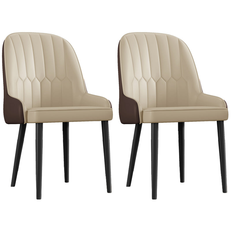Glam Metal Dining Room Chairs Upholstered Side PU Leather Armchairs for Restaurant Beige 2 Piece Set Black Clearhalo ' kitchen&dining_furn' 'Dining Chairs' 'Dining Tables & Seating' 'dining_chair' 'furn' 'furn_dining_chair' 'Furniture' 'furniture_dining_chair' 'Kitchen & Dining Furniture' 'kitchen' 3968825