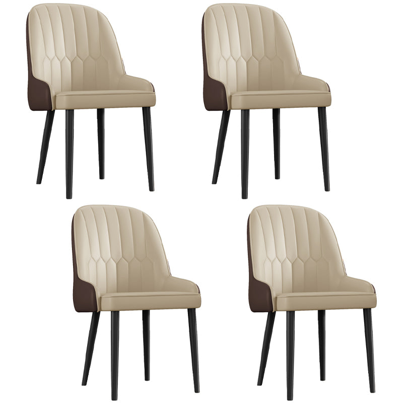 Glam Metal Dining Room Chairs Upholstered Side PU Leather Armchairs for Restaurant Beige 4 Piece Set Black Clearhalo ' kitchen&dining_furn' 'Dining Chairs' 'Dining Tables & Seating' 'dining_chair' 'furn' 'furn_dining_chair' 'Furniture' 'furniture_dining_chair' 'Kitchen & Dining Furniture' 'kitchen' 3968826