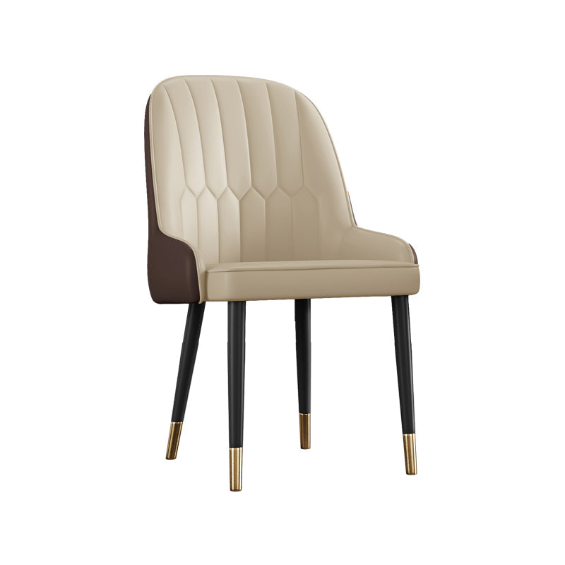 Glam Metal Dining Room Chairs Upholstered Side PU Leather Armchairs for Restaurant Beige 1 Piece Brass Gold Clearhalo ' kitchen&dining_furn' 'Dining Chairs' 'Dining Tables & Seating' 'dining_chair' 'furn' 'furn_dining_chair' 'Furniture' 'furniture_dining_chair' 'Kitchen & Dining Furniture' 'kitchen' 3968827