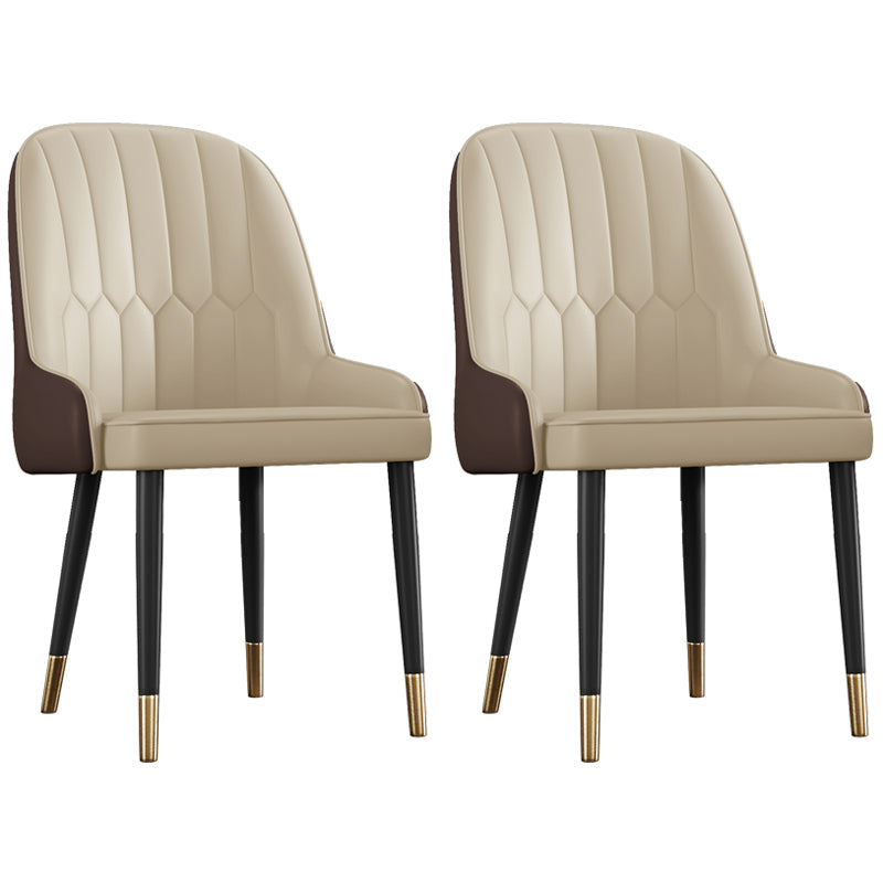 Glam Metal Dining Room Chairs Upholstered Side PU Leather Armchairs for Restaurant Beige 2 Piece Set Brass Gold Clearhalo ' kitchen&dining_furn' 'Dining Chairs' 'Dining Tables & Seating' 'dining_chair' 'furn' 'furn_dining_chair' 'Furniture' 'furniture_dining_chair' 'Kitchen & Dining Furniture' 'kitchen' 3968828