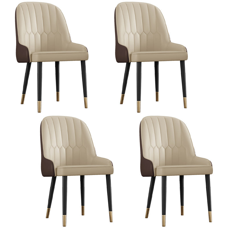 Glam Metal Dining Room Chairs Upholstered Side PU Leather Armchairs for Restaurant Beige 4 Piece Set Brass Gold Clearhalo ' kitchen&dining_furn' 'Dining Chairs' 'Dining Tables & Seating' 'dining_chair' 'furn' 'furn_dining_chair' 'Furniture' 'furniture_dining_chair' 'Kitchen & Dining Furniture' 'kitchen' 3968829