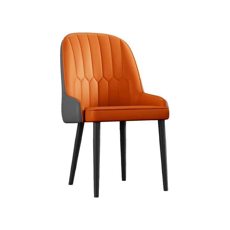 Glam Metal Dining Room Chairs Upholstered Side PU Leather Armchairs for Restaurant Orange 1 Piece Black Clearhalo ' kitchen&dining_furn' 'Dining Chairs' 'Dining Tables & Seating' 'dining_chair' 'furn' 'furn_dining_chair' 'Furniture' 'furniture_dining_chair' 'Kitchen & Dining Furniture' 'kitchen' 3968830