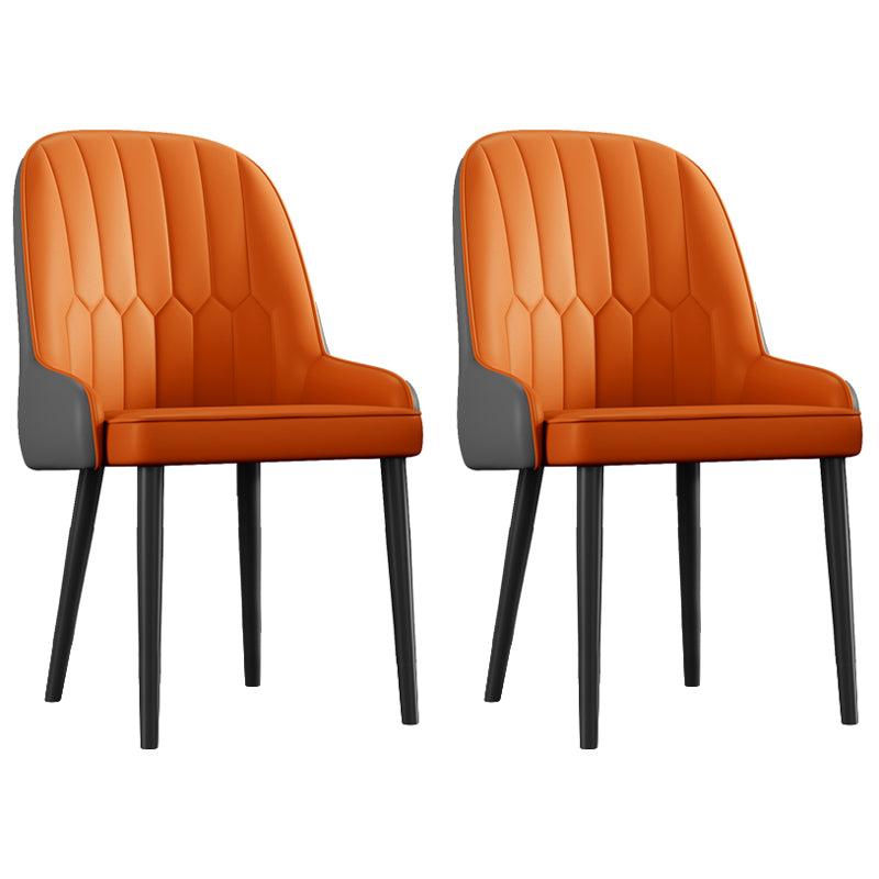 Glam Metal Dining Room Chairs Upholstered Side PU Leather Armchairs for Restaurant Orange 2 Piece Set Black Clearhalo ' kitchen&dining_furn' 'Dining Chairs' 'Dining Tables & Seating' 'dining_chair' 'furn' 'furn_dining_chair' 'Furniture' 'furniture_dining_chair' 'Kitchen & Dining Furniture' 'kitchen' 3968831