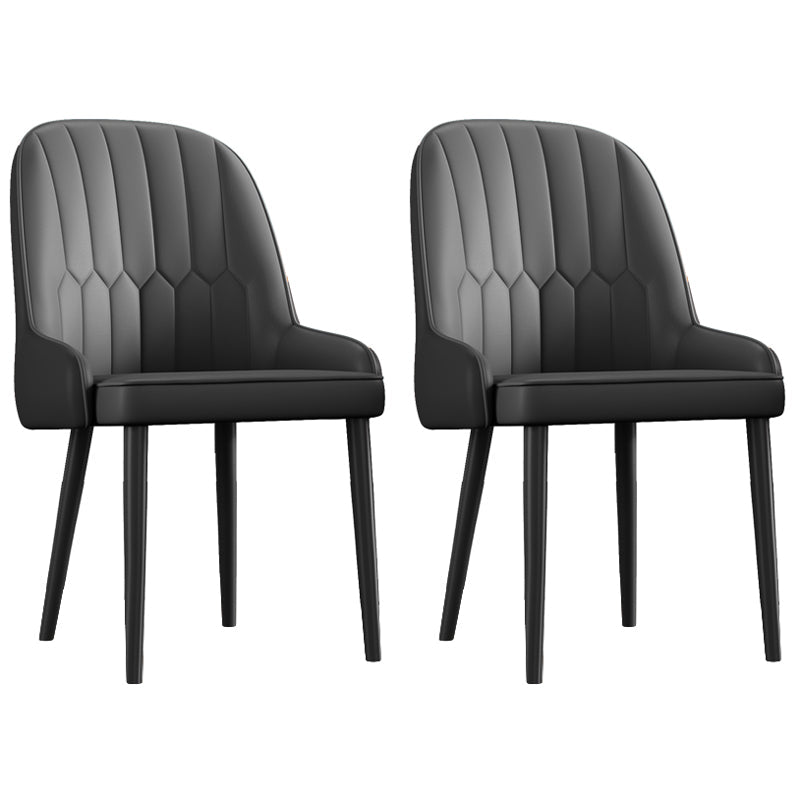 Glam Metal Dining Room Chairs Upholstered Side PU Leather Armchairs for Restaurant Black 2 Piece Set Black Clearhalo ' kitchen&dining_furn' 'Dining Chairs' 'Dining Tables & Seating' 'dining_chair' 'furn' 'furn_dining_chair' 'Furniture' 'furniture_dining_chair' 'Kitchen & Dining Furniture' 'kitchen' 3968837