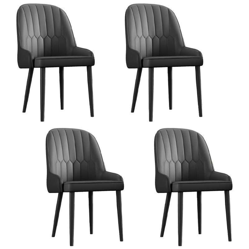 Glam Metal Dining Room Chairs Upholstered Side PU Leather Armchairs for Restaurant Black 4 Piece Set Black Clearhalo ' kitchen&dining_furn' 'Dining Chairs' 'Dining Tables & Seating' 'dining_chair' 'furn' 'furn_dining_chair' 'Furniture' 'furniture_dining_chair' 'Kitchen & Dining Furniture' 'kitchen' 3968838