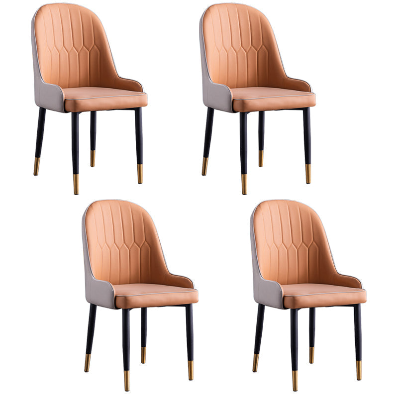 Scandinavian Indoor Arm Chair Parsons Back Upholstered Metal Dining Room Chair Orange Set of 4 Clearhalo ' kitchen&dining_furn' 'Dining Chairs' 'Dining Tables & Seating' 'dining_chair' 'Furniture' 'furniture_dining_chair' 'Kitchen & Dining Furniture' 'kitchen' 3968842