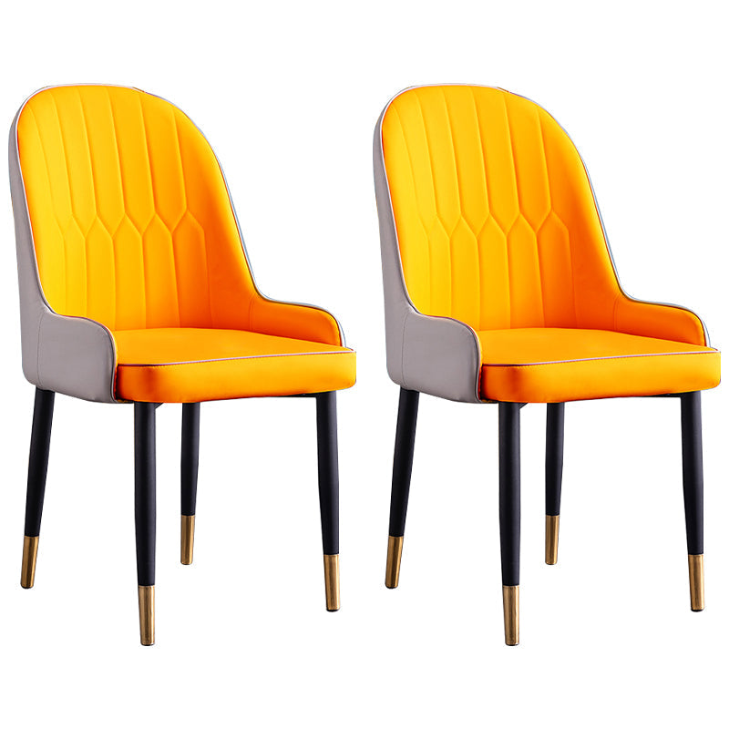 Scandinavian Indoor Arm Chair Parsons Back Upholstered Metal Dining Room Chair Yellow Set of 2 Clearhalo ' kitchen&dining_furn' 'Dining Chairs' 'Dining Tables & Seating' 'dining_chair' 'Furniture' 'furniture_dining_chair' 'Kitchen & Dining Furniture' 'kitchen' 3968845