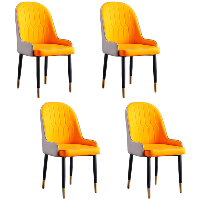 Scandinavian Indoor Arm Chair Parsons Back Upholstered Metal Dining Room Chair Yellow Set of 4 Clearhalo ' kitchen&dining_furn' 'Dining Chairs' 'Dining Tables & Seating' 'dining_chair' 'Furniture' 'furniture_dining_chair' 'Kitchen & Dining Furniture' 'kitchen' 3968847