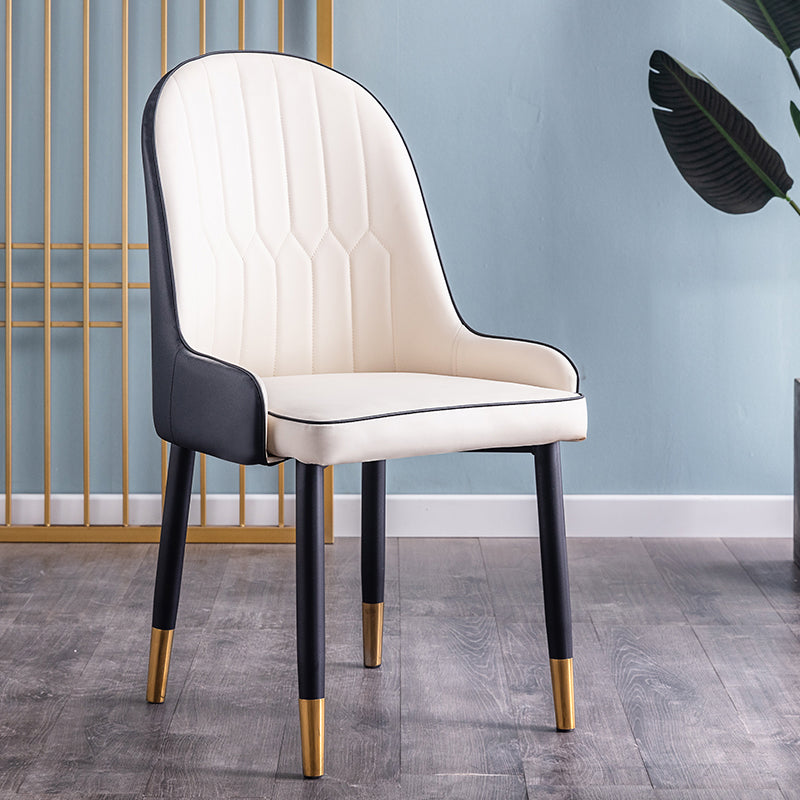 Scandinavian Indoor Arm Chair Parsons Back Upholstered Metal Dining Room Chair Black-White 1 Piece Clearhalo ' kitchen&dining_furn' 'Dining Chairs' 'Dining Tables & Seating' 'dining_chair' 'Furniture' 'furniture_dining_chair' 'Kitchen & Dining Furniture' 'kitchen' 3968854
