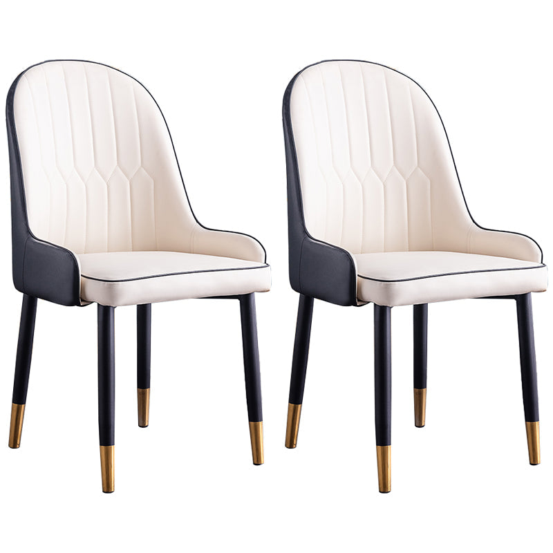 Scandinavian Indoor Arm Chair Parsons Back Upholstered Metal Dining Room Chair Black-White Set of 2 Clearhalo ' kitchen&dining_furn' 'Dining Chairs' 'Dining Tables & Seating' 'dining_chair' 'Furniture' 'furniture_dining_chair' 'Kitchen & Dining Furniture' 'kitchen' 3968857