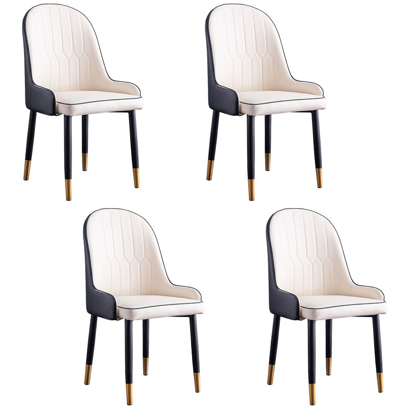 Scandinavian Indoor Arm Chair Parsons Back Upholstered Metal Dining Room Chair Black-White Set of 4 Clearhalo ' kitchen&dining_furn' 'Dining Chairs' 'Dining Tables & Seating' 'dining_chair' 'Furniture' 'furniture_dining_chair' 'Kitchen & Dining Furniture' 'kitchen' 3968858