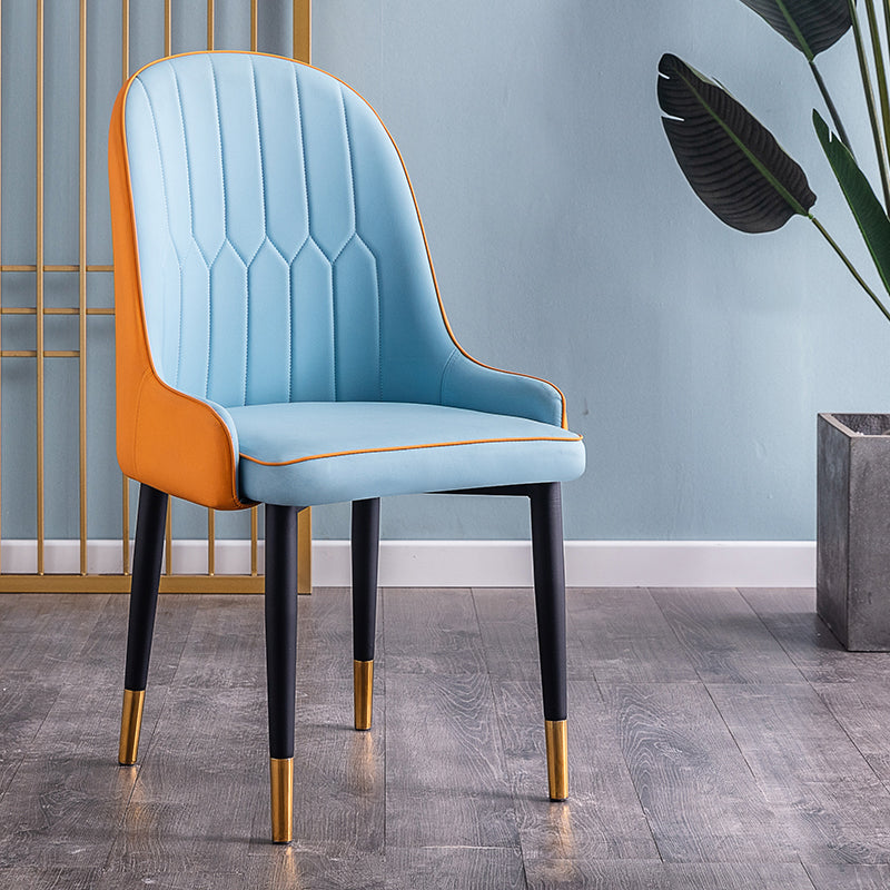 Scandinavian Indoor Arm Chair Parsons Back Upholstered Metal Dining Room Chair Sky Blue 1 Piece Clearhalo ' kitchen&dining_furn' 'Dining Chairs' 'Dining Tables & Seating' 'dining_chair' 'Furniture' 'furniture_dining_chair' 'Kitchen & Dining Furniture' 'kitchen' 3968859