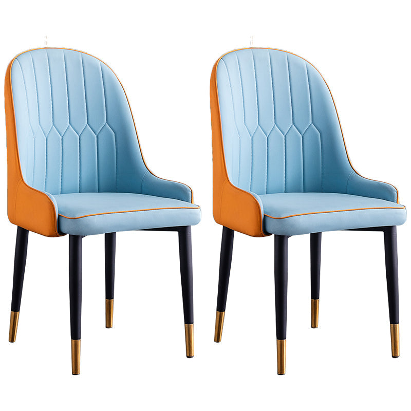 Scandinavian Indoor Arm Chair Parsons Back Upholstered Metal Dining Room Chair Sky Blue Set of 2 Clearhalo ' kitchen&dining_furn' 'Dining Chairs' 'Dining Tables & Seating' 'dining_chair' 'Furniture' 'furniture_dining_chair' 'Kitchen & Dining Furniture' 'kitchen' 3968860