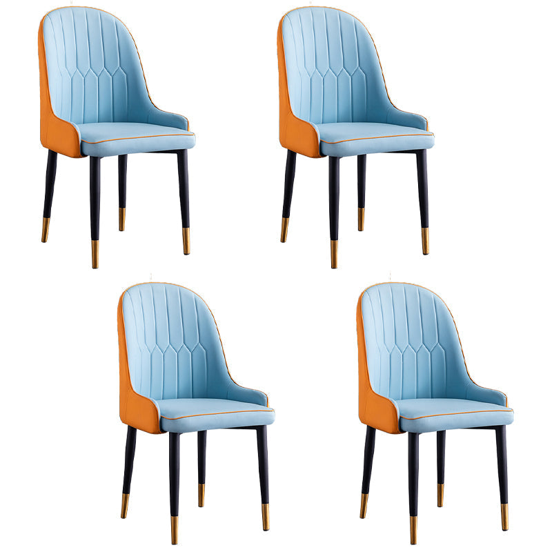 Scandinavian Indoor Arm Chair Parsons Back Upholstered Metal Dining Room Chair Sky Blue Set of 4 Clearhalo ' kitchen&dining_furn' 'Dining Chairs' 'Dining Tables & Seating' 'dining_chair' 'Furniture' 'furniture_dining_chair' 'Kitchen & Dining Furniture' 'kitchen' 3968861