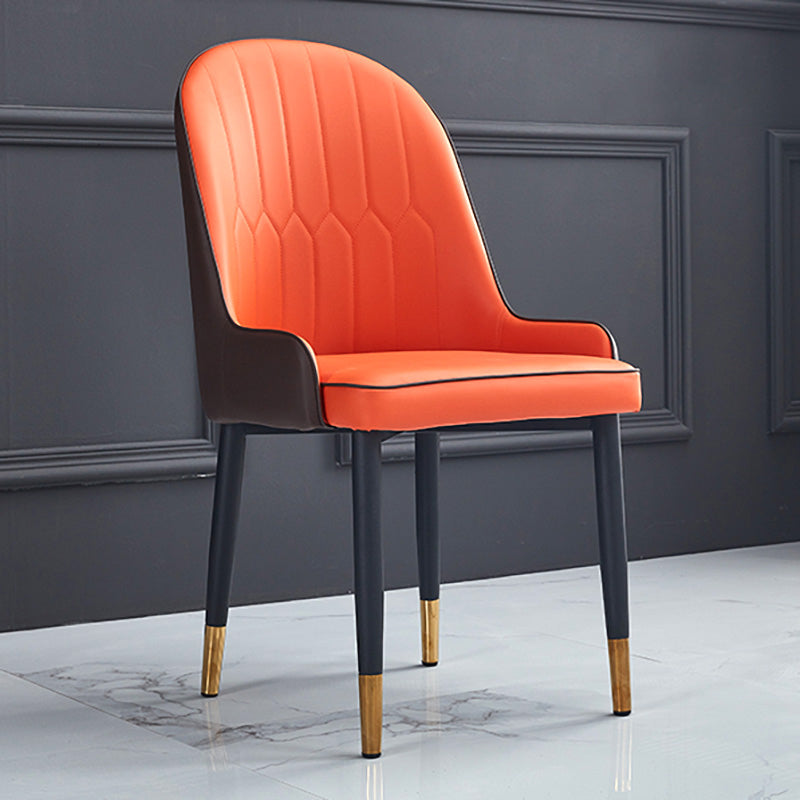Scandinavian Indoor Arm Chair Parsons Back Upholstered Metal Dining Room Chair Orange-Red 1 Piece Clearhalo ' kitchen&dining_furn' 'Dining Chairs' 'Dining Tables & Seating' 'dining_chair' 'Furniture' 'furniture_dining_chair' 'Kitchen & Dining Furniture' 'kitchen' 3968862