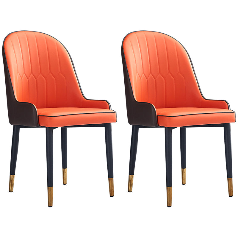 Scandinavian Indoor Arm Chair Parsons Back Upholstered Metal Dining Room Chair Orange-Red Set of 2 Clearhalo ' kitchen&dining_furn' 'Dining Chairs' 'Dining Tables & Seating' 'dining_chair' 'Furniture' 'furniture_dining_chair' 'Kitchen & Dining Furniture' 'kitchen' 3968863