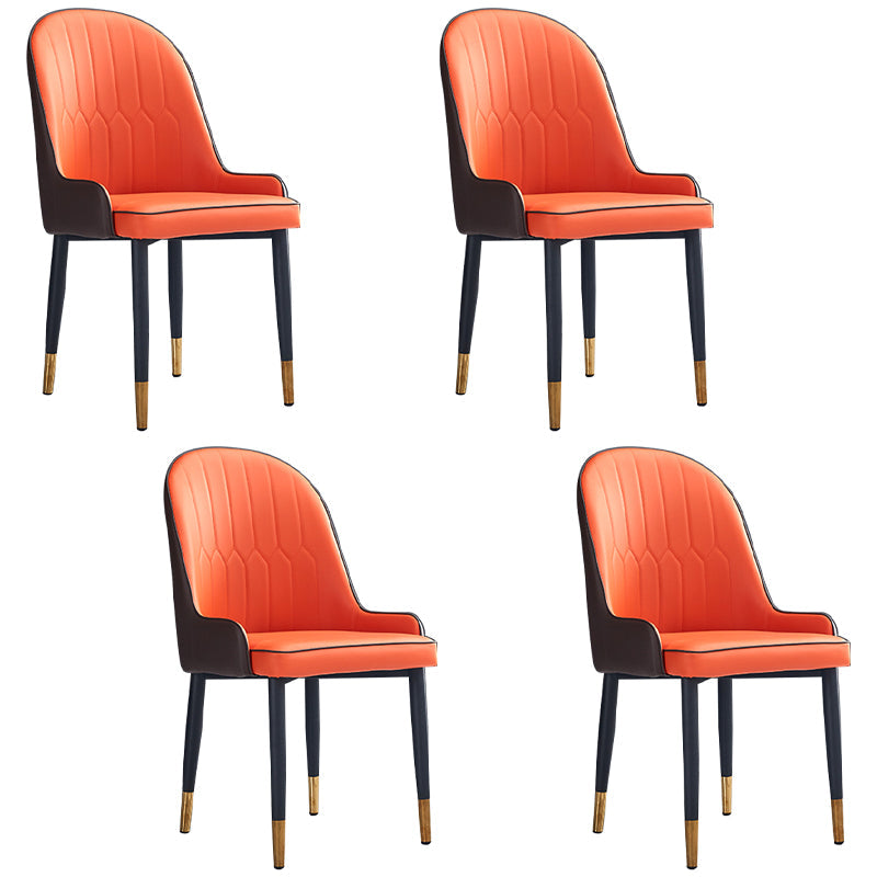 Scandinavian Indoor Arm Chair Parsons Back Upholstered Metal Dining Room Chair Orange-Red Set of 4 Clearhalo ' kitchen&dining_furn' 'Dining Chairs' 'Dining Tables & Seating' 'dining_chair' 'Furniture' 'furniture_dining_chair' 'Kitchen & Dining Furniture' 'kitchen' 3968864