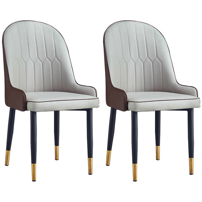 Scandinavian Indoor Arm Chair Parsons Back Upholstered Metal Dining Room Chair Grey Set of 2 Clearhalo ' kitchen&dining_furn' 'Dining Chairs' 'Dining Tables & Seating' 'dining_chair' 'Furniture' 'furniture_dining_chair' 'Kitchen & Dining Furniture' 'kitchen' 3968869