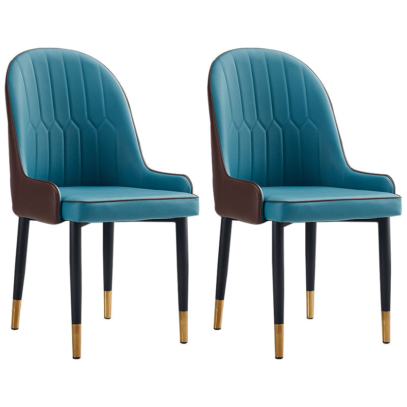 Scandinavian Indoor Arm Chair Parsons Back Upholstered Metal Dining Room Chair Blue-Brown Set of 2 Clearhalo ' kitchen&dining_furn' 'Dining Chairs' 'Dining Tables & Seating' 'dining_chair' 'Furniture' 'furniture_dining_chair' 'Kitchen & Dining Furniture' 'kitchen' 3968872