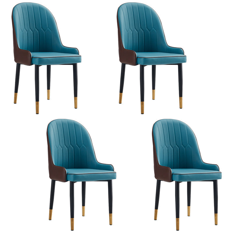 Scandinavian Indoor Arm Chair Parsons Back Upholstered Metal Dining Room Chair Blue-Brown Set of 4 Clearhalo ' kitchen&dining_furn' 'Dining Chairs' 'Dining Tables & Seating' 'dining_chair' 'Furniture' 'furniture_dining_chair' 'Kitchen & Dining Furniture' 'kitchen' 3968873