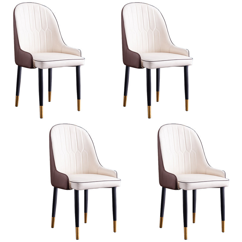 Scandinavian Indoor Arm Chair Parsons Back Upholstered Metal Dining Room Chair White-Brown Set of 4 Clearhalo ' kitchen&dining_furn' 'Dining Chairs' 'Dining Tables & Seating' 'dining_chair' 'Furniture' 'furniture_dining_chair' 'Kitchen & Dining Furniture' 'kitchen' 3968876