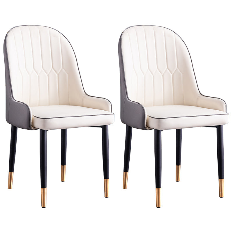 Scandinavian Indoor Arm Chair Parsons Back Upholstered Metal Dining Room Chair Gray-White Set of 2 Clearhalo ' kitchen&dining_furn' 'Dining Chairs' 'Dining Tables & Seating' 'dining_chair' 'Furniture' 'furniture_dining_chair' 'Kitchen & Dining Furniture' 'kitchen' 3968878