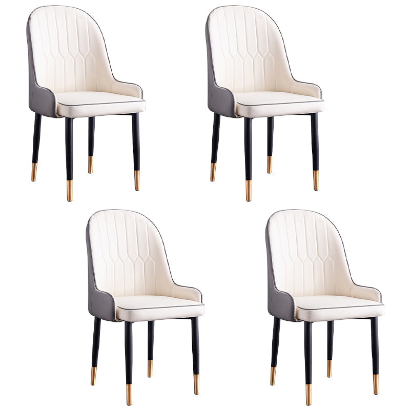 Scandinavian Indoor Arm Chair Parsons Back Upholstered Metal Dining Room Chair Gray-White Set of 4 Clearhalo ' kitchen&dining_furn' 'Dining Chairs' 'Dining Tables & Seating' 'dining_chair' 'Furniture' 'furniture_dining_chair' 'Kitchen & Dining Furniture' 'kitchen' 3968879