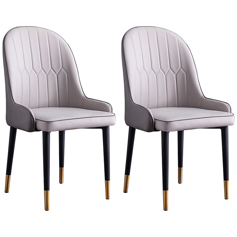Scandinavian Indoor Arm Chair Parsons Back Upholstered Metal Dining Room Chair Light Gray Set of 2 Clearhalo ' kitchen&dining_furn' 'Dining Chairs' 'Dining Tables & Seating' 'dining_chair' 'Furniture' 'furniture_dining_chair' 'Kitchen & Dining Furniture' 'kitchen' 3968881