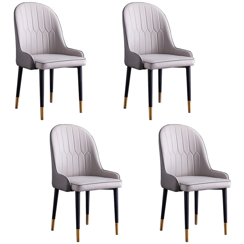 Scandinavian Indoor Arm Chair Parsons Back Upholstered Metal Dining Room Chair Light Gray Set of 4 Clearhalo ' kitchen&dining_furn' 'Dining Chairs' 'Dining Tables & Seating' 'dining_chair' 'Furniture' 'furniture_dining_chair' 'Kitchen & Dining Furniture' 'kitchen' 3968882