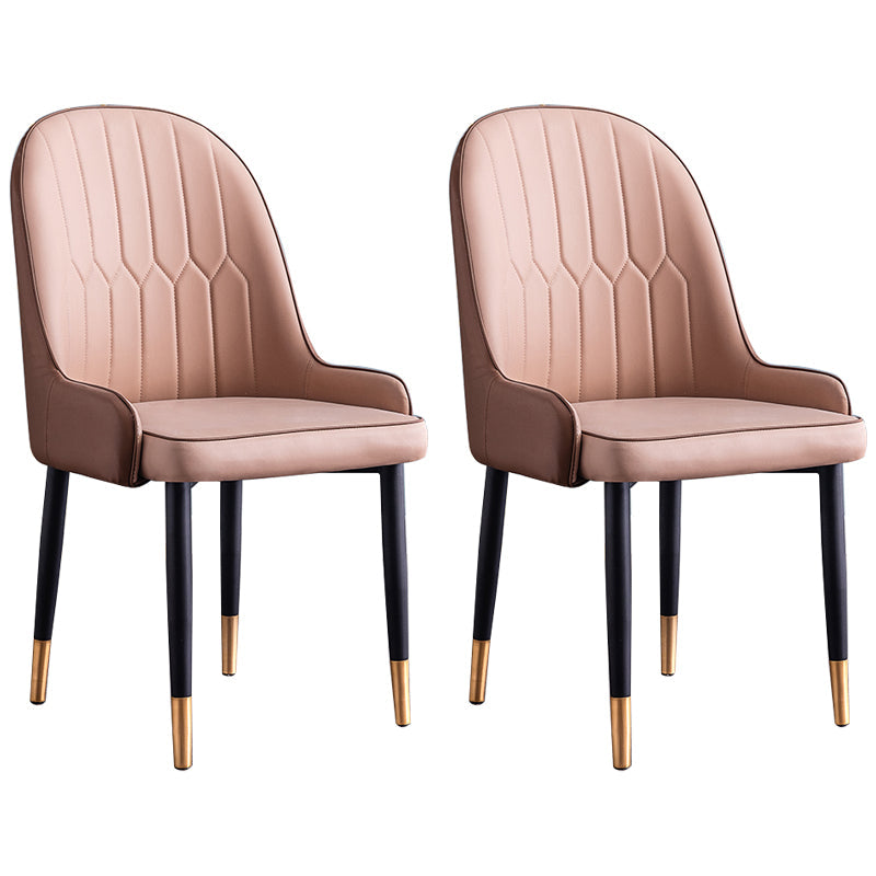 Scandinavian Indoor Arm Chair Parsons Back Upholstered Metal Dining Room Chair Beige Set of 2 Clearhalo ' kitchen&dining_furn' 'Dining Chairs' 'Dining Tables & Seating' 'dining_chair' 'Furniture' 'furniture_dining_chair' 'Kitchen & Dining Furniture' 'kitchen' 3968884