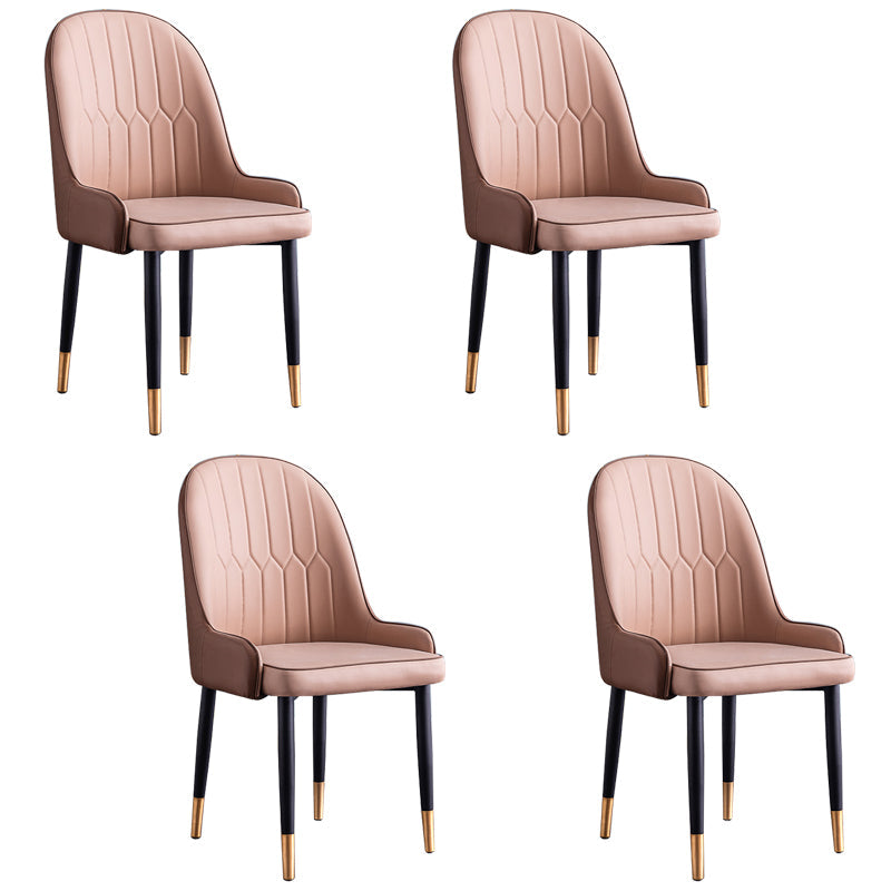 Scandinavian Indoor Arm Chair Parsons Back Upholstered Metal Dining Room Chair Beige Set of 4 Clearhalo ' kitchen&dining_furn' 'Dining Chairs' 'Dining Tables & Seating' 'dining_chair' 'Furniture' 'furniture_dining_chair' 'Kitchen & Dining Furniture' 'kitchen' 3968885
