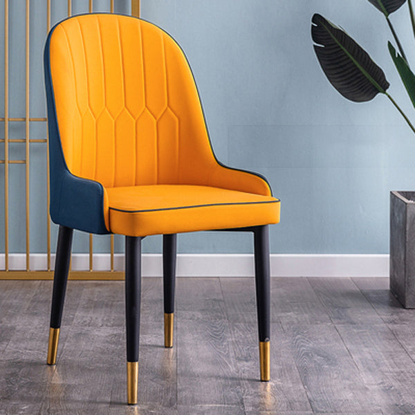 Scandinavian Indoor Arm Chair Parsons Back Upholstered Metal Dining Room Chair Yellow Blue 1 Piece Clearhalo ' kitchen&dining_furn' 'Dining Chairs' 'Dining Tables & Seating' 'dining_chair' 'Furniture' 'furniture_dining_chair' 'Kitchen & Dining Furniture' 'kitchen' 3968886