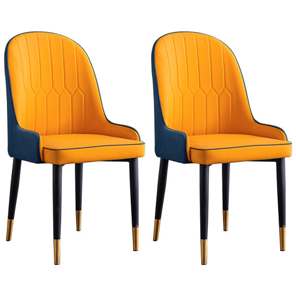 Scandinavian Indoor Arm Chair Parsons Back Upholstered Metal Dining Room Chair Yellow Blue Set of 2 Clearhalo ' kitchen&dining_furn' 'Dining Chairs' 'Dining Tables & Seating' 'dining_chair' 'Furniture' 'furniture_dining_chair' 'Kitchen & Dining Furniture' 'kitchen' 3968887