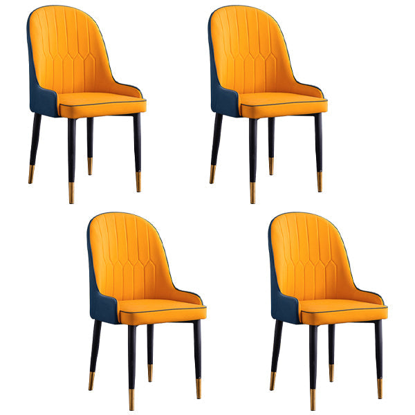 Scandinavian Indoor Arm Chair Parsons Back Upholstered Metal Dining Room Chair Yellow Blue Set of 4 Clearhalo ' kitchen&dining_furn' 'Dining Chairs' 'Dining Tables & Seating' 'dining_chair' 'Furniture' 'furniture_dining_chair' 'Kitchen & Dining Furniture' 'kitchen' 3968888