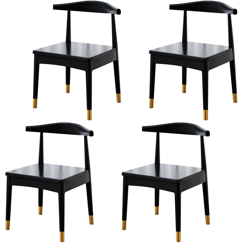 Home Scandinavian Side Chair Open Back Wood Upholstered Dining Room Chair Black-Wood 4 Piece Set Clearhalo ' kitchen&dining_furn' 'Dining Chairs' 'Dining Tables & Seating' 'dining_chair' 'furn' 'furn_dining_chair' 'Furniture' 'furniture_dining_chair' 'Kitchen & Dining Furniture' 'kitchen' 3968915