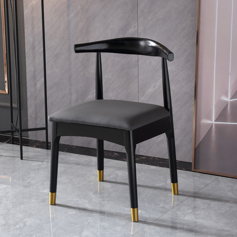 Home Scandinavian Side Chair Open Back Wood Upholstered Dining Room Chair Dark Gray 1 Piece Clearhalo ' kitchen&dining_furn' 'Dining Chairs' 'Dining Tables & Seating' 'dining_chair' 'furn' 'furn_dining_chair' 'Furniture' 'furniture_dining_chair' 'Kitchen & Dining Furniture' 'kitchen' 3968928